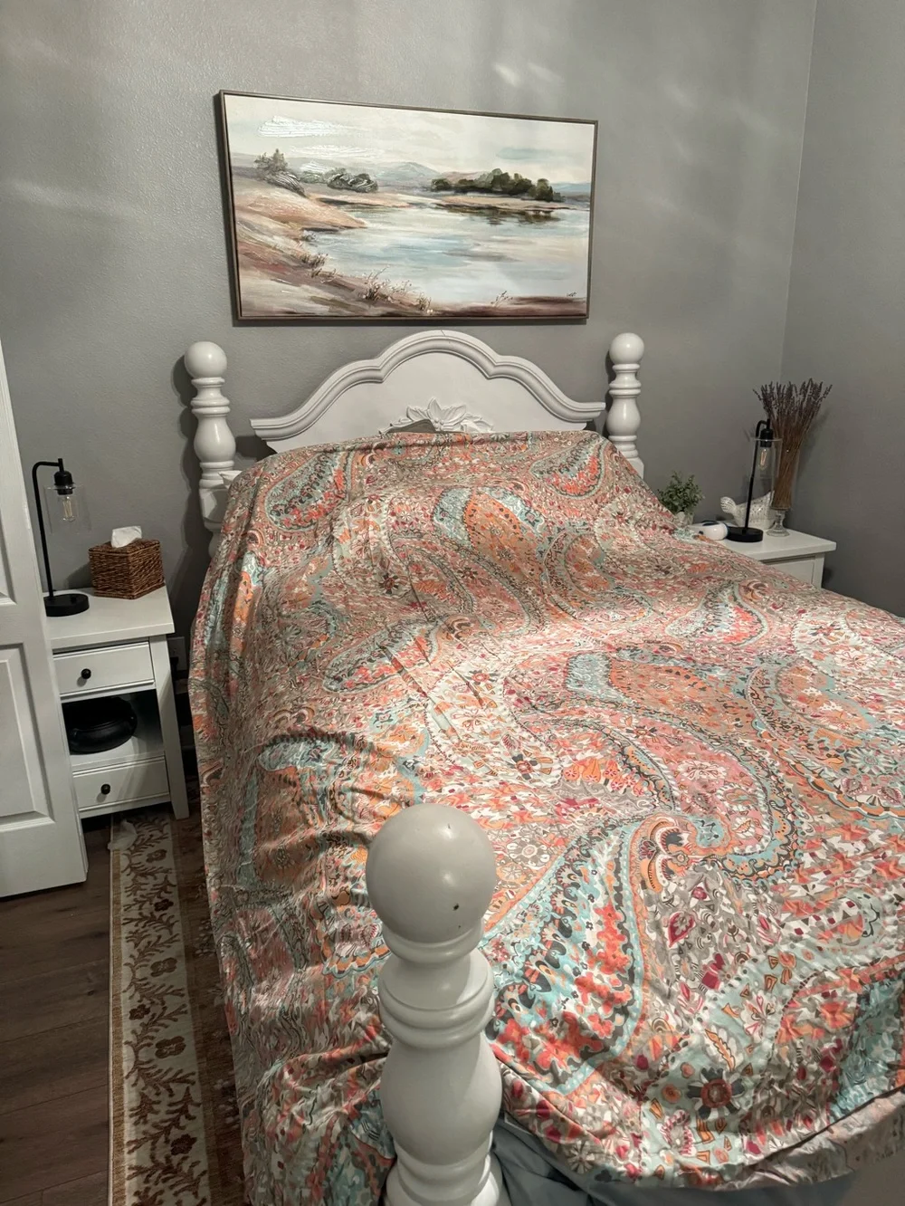 Paisley Quilted Bedspread in Coral and Teal - Stylish Home Bedding